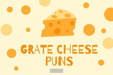 60 Funny Cheese Puns That Are Gouda Make You Laugh #cheesepuns #cheese #pun #cheesejokes #cheesequotes https://parade.com/1193518/marynliles/cheese-puns/ Cheese Sayings Funny, Cheese Puns Funny, Cheese Jokes Funny, Cheese Themed Party, Cheese Jokes, Cheese Quotes, Flirty Puns, Cheese Doodle, I Like Cheese