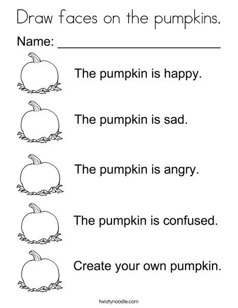 Draw faces on the pumpkins Coloring Page - Twisty Noodle F Is For Fall, Coloring Page Preschool, Fall Worksheets, Homeschool Preschool Activities, Draw Faces, Fall Preschool Activities, Halloween Worksheets, Fall Coloring, Fall Kindergarten