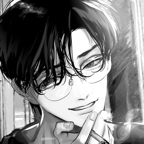 Guy With Glasses Art, Anime Boys With Glasses, Man Pfp Anime, Anime Guy With Glasses, Goth Boy Art, Glasses Pfp, Anime Glasses Boy, Goth Boys, Character Edits