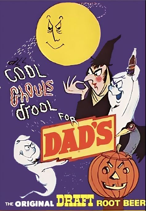 Halloween Advertising, Old Fashioned Halloween, Holiday Ads, Dads Root Beer, Vintage Halloween Cards, Halloween Beer, Vintage Halloween Images, Vintage Soda, Nostalgic Memories