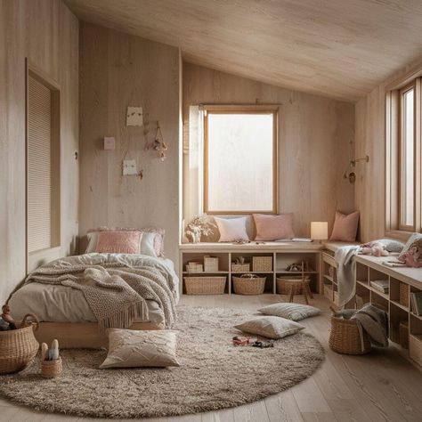 Japandi Kids Bedroom, Japanese Kids Room, Japandi Kids Room, Cozy Japandi, Japandi Bedroom, Apartment Deco, Japanese Kids, Home Library Design, Girl’s Room