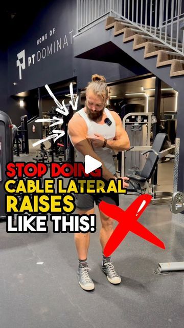 Jake - Lifestyle Coach on Instagram: "❌Stop doing cable lateral raises this way! Do this instead! . ⚠️The cables offer us an exceptional opportunity to challenge the shoulder in its lengthened range, because we can change where the resistance is coming from with the pulley system. . 👉DBs offer us to challenge those shoulders in the mid to shortened range to a great degree and are an amazing movement, but the cables allow us to take it to the next level and challenge that lengthened range. This is what a lot of people don’t hit when they train delts. . ❗️Most research is pointing to the fact that overloading that lengthened range is what we should do and even maybe focus on it if our goal is muscle building. . 👉Watch the video as I explain how you should set it up correctly and get the mo Cable Lateral Raise, Delts Workout, Lifestyle Coach, Pulley System, Set It Up, Lateral Raises, Lifestyle Coaching, Back Fat, Arm Day