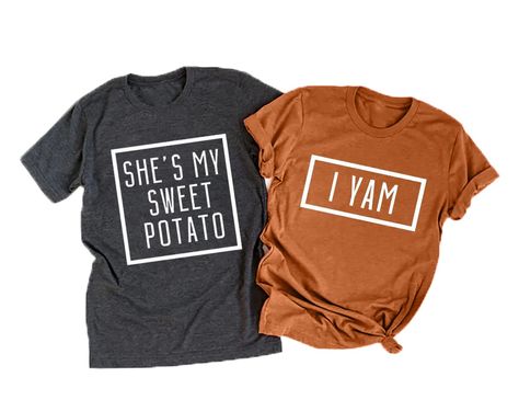 PRICES MAY VARY. ★★Material: This cute Thanksgiving shirts are made of Cotton Blend, super soft and comfortable to wear. ★★Features: Matching Shirts for Couples, She's My Sweet Potato I Yam Letter Print T-Shirts, Cute Graphic Tees, Casual Short Sleeve Tops Shirts, Wife And Hubs Shirts, Thanksgiving Gift Tshirt. ★★Occasions: Cute style is perfect for your boyfriend, girlfriend, your wife, or your husband. Suitable for any Thanksgiving events, honeymoon, wedding day, wedding anniversary, valentine Funny Letters, Couple Tees, Matching Couple Shirts, Cute Graphic Tees, Couple Tshirts, Short Sleeve Tops, Thanksgiving Shirts, Husband And Wife, Couple Shirts