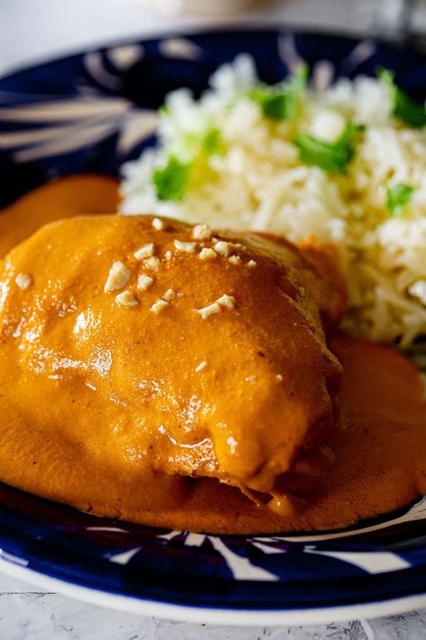 Encacahuatado (Chicken With Peanut Sauce) Chicken With Peanut Sauce, Peanut Sauce Chicken, Recipes Using Rotisserie Chicken, Mexican Comfort Food, Mexican Sauce, Homemade Corn Tortillas, Dried Chillies, Mexican Chicken, Leftover Turkey