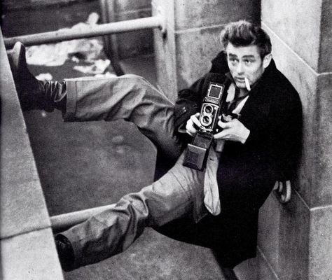 Holding A Camera, James Dean Photos, Lee Strasberg, Jimmy Dean, Actor Studio, Louis Armstrong, Woody Allen, James Dean, Steve Mcqueen