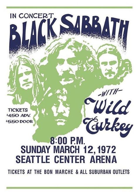 A ticket cost $4.50. I wish. Black Sabbath Live, Concert Flyers, Vintage Music Art, Seattle Poster, Rock And Roll History, Seattle Center, Vintage Concert Posters, Music Concert Posters, Vintage Music Posters