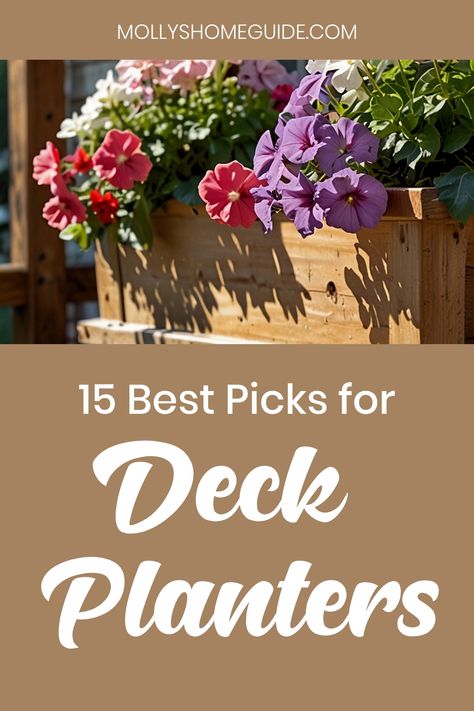 Enhance your outdoor space with our top picks for the best plants for deck planters, hanging baskets, container gardens, and more! Whether you have a sunny balcony or a shady patio, we've got you covered with a variety of options such as shade-loving perennials and mosquito repellent plants. Explore our suggestions to create beautiful and thriving displays in your porch planters, flower boxes, window boxes, and large planters. Planter Boxes Around Deck, Flower Boxes Window, Deck Gardens, Shady Patio, Mosquito Repellent Plants, Pot Fillers, Growing Rosemary, Deck Planters, Shade Loving Perennials