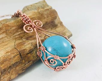 Copper And Turquoise, Wire Wrapped Turquoise, Wire Wrapped Stone Jewelry, Stone Sphere, Wire Wrapped Jewelry Diy, Rings Ideas, Wire Jewelry Designs, Diy Wire Jewelry, Wire Work Jewelry