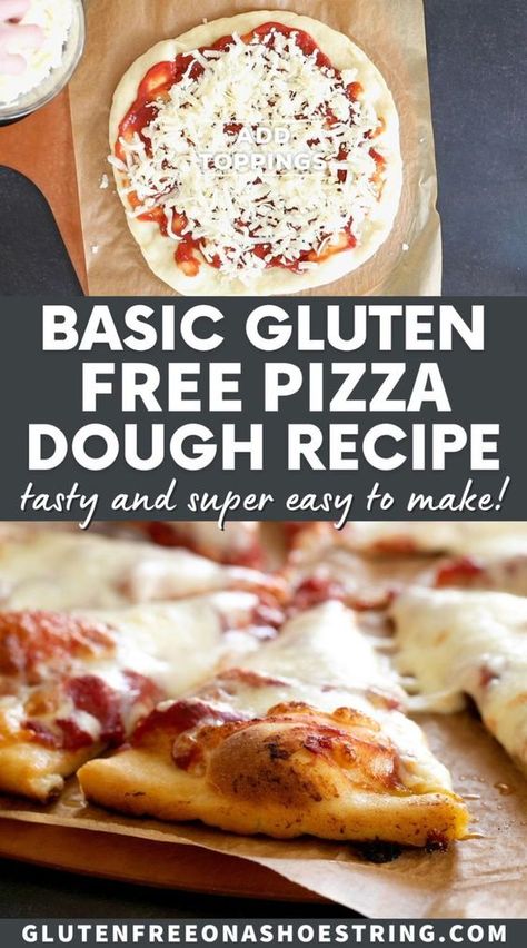 A basic recipe for gluten free pizza dough is one of the single most important staples to have in your kitchen. It's super simple to make, freezes well, and defrosts easily. Even if you've never made homemade pizza before, we're bringing back the chewy, crisp-edged pizza you remember! This easy gluten free pizza recipe is perfect for family dinner, pizza night, and movie night. #glutenfreerecipes Gluten Free Pizza Dough Recipe, Gluten Free Pizza Recipes, Gf Pizza, Gluten Recipes, Gluten Free Pizza Dough, Gluten Free Pizza Crust, Cooking Bread, Pizza Recipes Homemade, Homemade Gluten Free