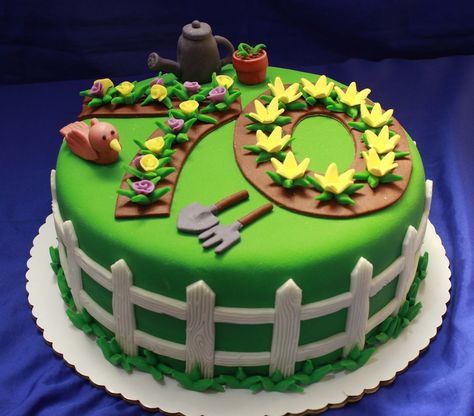 Garden Theme Cake, Gardening Cake, Garden Birthday Cake, 75 Birthday Cake, Vegetable Cake, 90th Birthday Cakes, Garden Cake, 70th Birthday Cake, 80 Birthday Cake