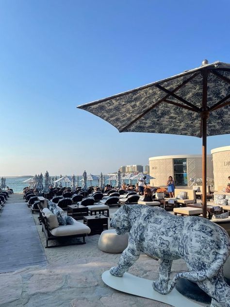 Luxury Dubai Aesthetic, Birthday In Dubai Aesthetic, Dior Beach Dubai, Dubai Beach Aesthetic, Nammos Dubai, Dior Dubai, Dior Beach, Dubai Birthday, Travel Therapy