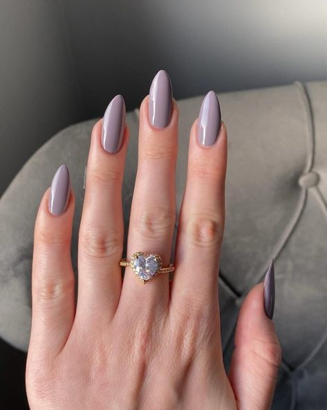 23  Top Solid-Color Almond Nail Ideas & Tips to Consider For 2024 - DrExplains Nail Polish, Nails, Ring, Grey, White