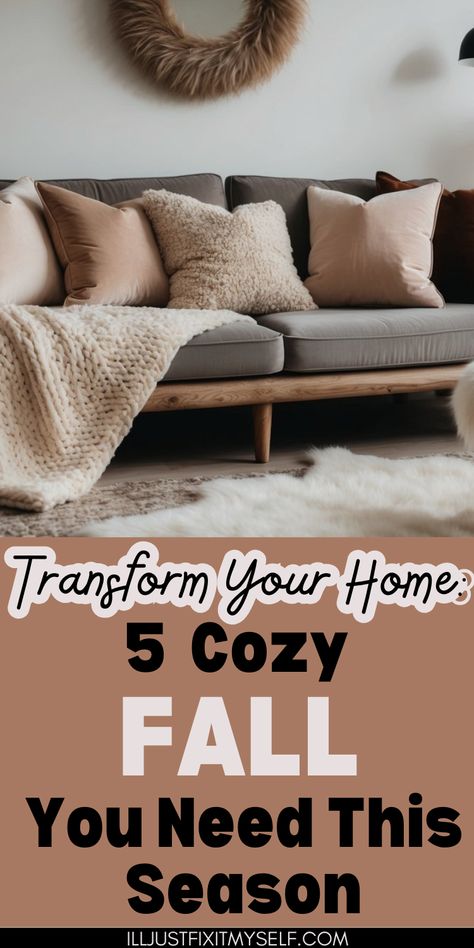 Warm and inviting fall living room with natural textures and earthy tones, ideal for the cooler season. Cozy Fall Home Decor, Fall Lawn Maintenance, Warm Rugs, Fall Textures, Cozy Fall Living Room, Fall Lawn Care, Cozy Fall Aesthetic, Decorate For Fall, Simple Living Room Decor