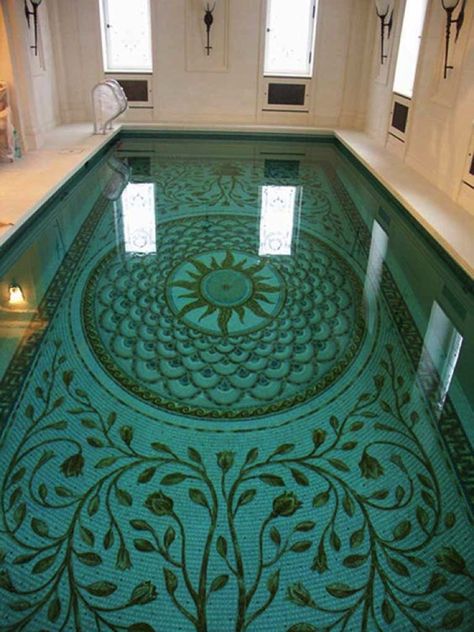 There is nothing better you can do for your swimming pool then cover it with high-quality mosaic tiles. Just like the tiles in your kitchen and bathroom, swimming pool mosaic tiles are available in virtually any range of styles, types, and shapes. In this post, we will explore three major types of swimming pool tiles, their benefits, and main features. A 4-min read that will leave you stunned, summer-ready and refreshed. Thank you. #art #interiordecor #homedecor #interiordesign #homeinteriors #i Pool Mosaic Tiles, Swimming Pool Steps, Pool Tile Designs, Pool Mosaic, Swimming Pool Mosaics, Mosaic Pool Tile, Indoor Pool Design, Swimming Pool Tiles, Pool Steps