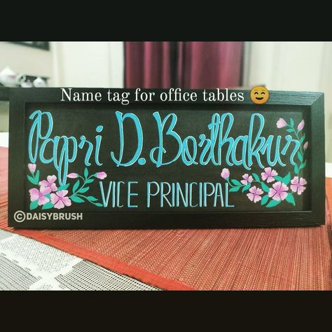 I made this office table name plate for Vice Principal of a school. Name Plate For Office, Name Plate Ideas, Principal Office, Vice Principal, Principals Office, Vice Principals, Table Name, Plate Ideas, School Decor