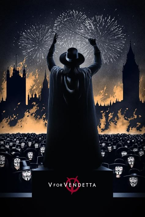 V for Vendetta... Conservative message mistakenly sent by Liberal propogandists! I LOVE IT!!! V For Vendetta Aesthetic, V For Vendetta Poster, V Pour Vendetta, V For Vendetta 2005, Matrix Movie, Mondo Posters, Alan Moore, V For Vendetta, Movie Posters Design