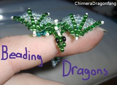 Bead Dragon Instructions - Mama would have loved this! Tiny little finger dragons! ******************************** by=ChimeraDragonfang on deviantART -  #dragon #beading Bead Dragon, Beaded Dragon, Dragon Crafts, Motifs Perler, Beading Crafts, Beaded Crafts, Rainbow Loom, Beaded Animals, Beading Projects