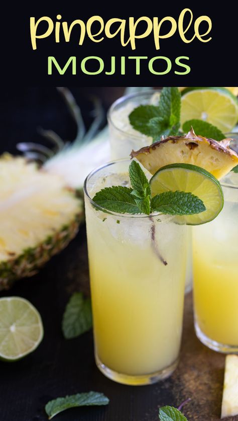 Wellness Images, Pineapple Mojito, Classic Mojito, Pineapple Mint, Pineapple Cocktail, Nutrition Food, Mojito Recipe, Tropical Twist, Summer Entertaining