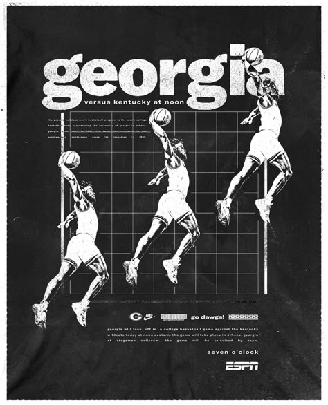 Georgia Basketball, Basketball Ideas, Y2k Logo, Y2k Posters, Basketball Posters, Sports Marketing, Sports Poster, Basketball Design, Adidas Brand