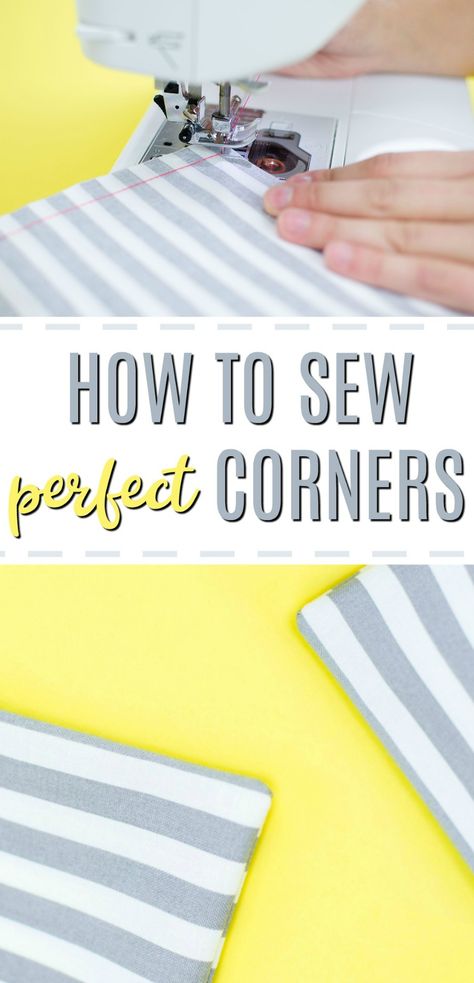 Do you find sewing perfect corners challenging? There is a knack  to it but once you see these tips that we’ve gathered up, you’ll be all set.  From turning a corner on a tote bag to creating nice sharp points on a shirt  collar you’re sewing, get ready to tackle those corners with ease. #sewing #sewingideas #sewingprojects  #easysewingideas #sewingprojectsforbeginners #sewingforbeginners  #sewingprojectsforteens #easysewingideas Fat Quarter Projects, Beginner Sewing Projects Easy, Leftover Fabric, Bags Tutorial, Sewing Projects For Beginners, Sewing Skills, Love Sewing, Sewing For Beginners, How To Sew