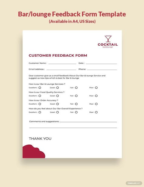 Bar/Lounge Feedback Form Template Feedback Template, Employee Wellness Programs, Environmental Health And Safety, Indesign Free, Education Templates, Microsoft Publisher, General Knowledge Book, Lounge Bar, Beauty Clinic