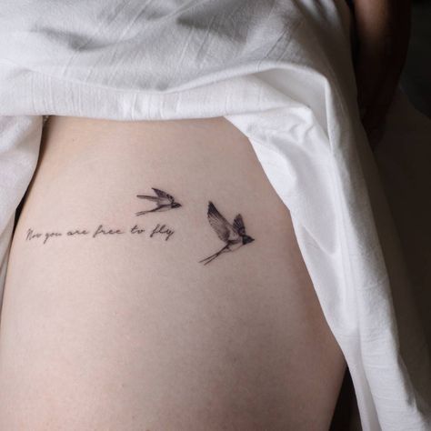 Now you are free to fly ^^ Flying Free Tattoo, Born To Fly Tattoo, What If I Fall What If You Fly Tattoo, But What If You Fly Tattoo, What If You Fly Tattoo, If I Could Fly Tattoo, Bird Tattoo With Quote, Fly Quote, Memorial Tattoo Quotes