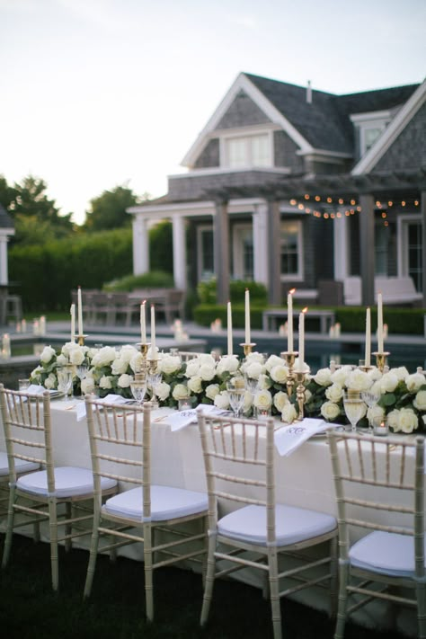 Modern Glam Wedding, Nantucket Wedding, Tall Wedding Centerpieces, Tiny White Flowers, East Coast Wedding, Tall Centerpieces, Ceremony Music, Long Table, Desert Wedding