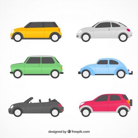 Flat car collection with side view Free ... | Free Vector #Freepik #freevector #car #flat #cars #colors Car Vector Illustration, Bohemian Apartment Decor, Car Side View, Menu Design Inspiration, Car Vector, Car Illustration, Family Illustration, Free Cars, New Trucks