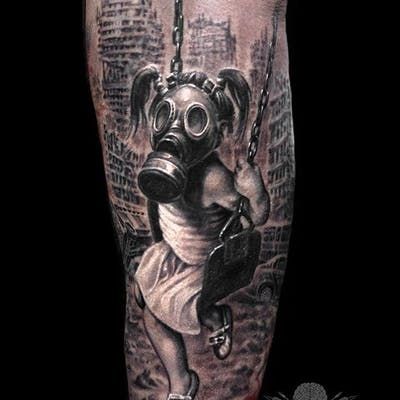 Tattoo uploaded by minerva | Post-apocalyptic Gas Masked Girl Tattoo by Javier Antunez @Tattooedtheory #JavierAntunez #Tattooedtheory #Blackandgrey #Realistic #Girltattoo | 150130 | Tattoodo Half Sleeve Tattoo Ideas, Apocalypse Tattoo, Gas Mask Tattoo, Masked Girl, Rabe Tattoo, Unique Half Sleeve Tattoos, Learn To Tattoo, Pin Up Girl Tattoo, Sleeve Tattoo Ideas