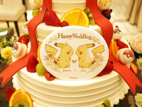 Pokemon Wedding, Pokemon Website, Pokemon Cake Topper, Pokemon Birthday Cake, Celebration Desserts, Gamer Wedding, Pokemon Cake, Wedding Certificate, Big Cakes