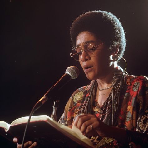 Try this in Midjourney: /imagine Audre Lorde reading a poem on stage. The image is hyper-realistic. --v 6.0 #aiart #blackhistory #poetry #midjourney Sister Outsider, Audrey Lorde, Creative Pragmatist, Black Academia, Music Widget, Black Poets, Poetry Slam, Reading Poems, Female Poets