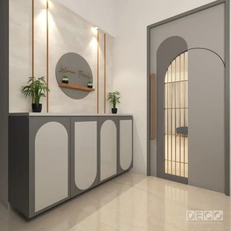 Modern Foyer Wall Design, Entry Foyer Design Entrance, Flat Entry Door Design, Safety Door Ideas, Main Door Entrance Design, Foyer Area Design, Entrance Lobby Design Residential, Flat Door Design, Flat Entrance Lobby Design