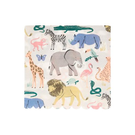 Safari Animals Large Napkins – BURKE DECOR Animal Theme Birthday, Safari Animals Birthday, Wild Birthday Party, Safari Decorations, Safari Theme Party, Animal Cupcakes, Wild Safari, Safari Animal Prints, Animal Birthday Party