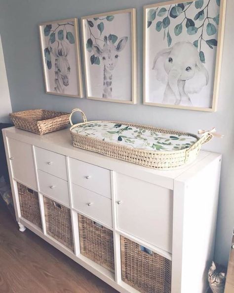 Kallax Change Table, Ikea Nursery Storage Ideas, Kallax Baby Changing Table, Ikea Kallax Nursery Ideas, Ikea Kallax Changing Table, Cube Storage Changing Table, Nursery Storage Cubes, Kallax Nursery Storage, Kallax Changing Table