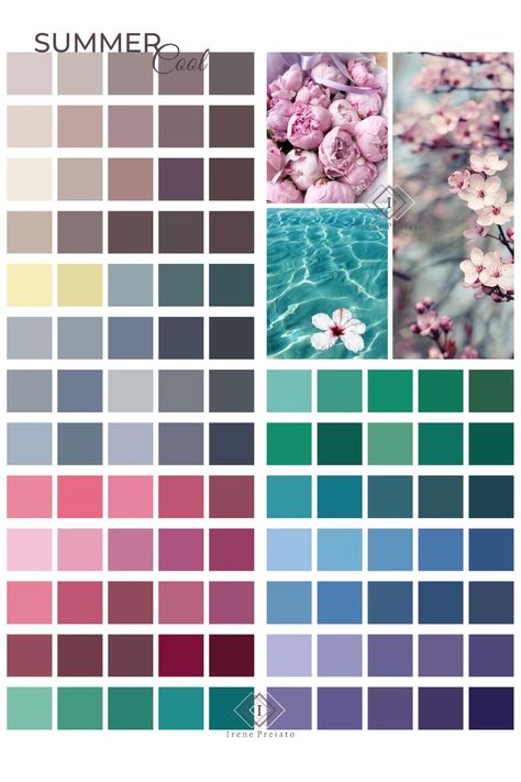 Color Analysis Summer, Cool Summer Palette, Light Summer Color Palette, Summer Color Palettes, Soft Summer Palette, Soft Summer Color Palette, Dark Summer, Soft Summer Colors, True Summer