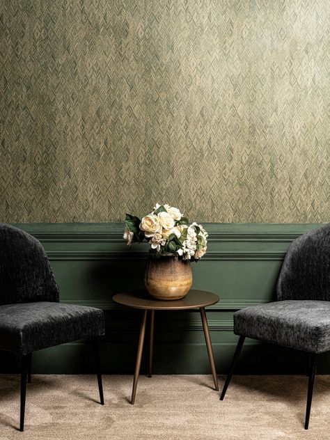 Wallpaper For Walls Wallpaper For Room Wall, Assignment Work, Living Room Wall Wallpaper, Wall Profile, Wallpaper Decor Bedroom, Room Wallpaper Designs, Living Room Panelling, Moody Green, 3d Wallpaper Living Room