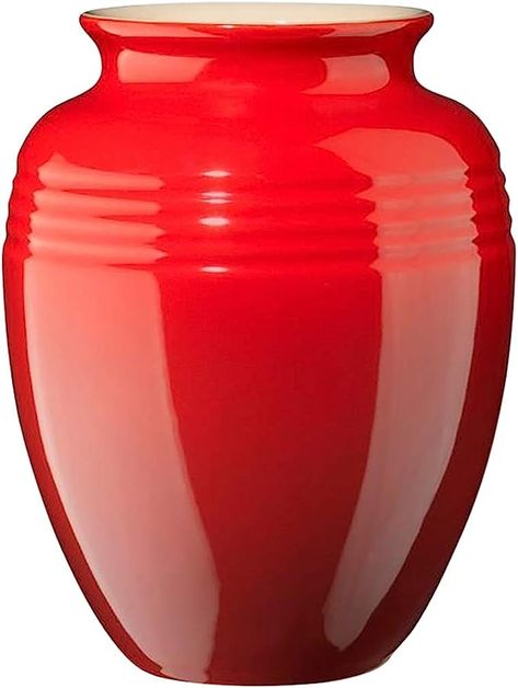 Le Creuset Red, Coastal Colonial, Red Vase, Blue Kitchen Decor, Le Creuset Stoneware, Red Vases, Keep Food Warm, Blue Kitchen, Stoneware Vase