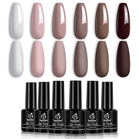 Amazon.com : Beetles Gel Nail Polish Set, Coffee Cafe Collection Brown Neutral Beige Mauve Color Perfect for Autumn and Winter Nail Art Manicure Kit Soak Off LED Gel Christmas Gifts Set : Beauty & Personal Care Gel Nail Polish Brands, Purple Gel Nails, Red Gel Nails, Buff Nails, Best Gel Nail Polish, Fall Gel Nails, Glitter Gel Polish, Pink Gel, Nail Polish Brands