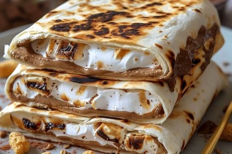 S'mores Crunchwraps Blackstone Crunchwrap, Blackstone Dessert Recipes, Spicy Pickled Carrots, Vegan Butter Substitute, Summertime Meals, Cream Cheese Pasta, Cheeseburger Pie, Blackstone Recipes, Homemade Comfort Food