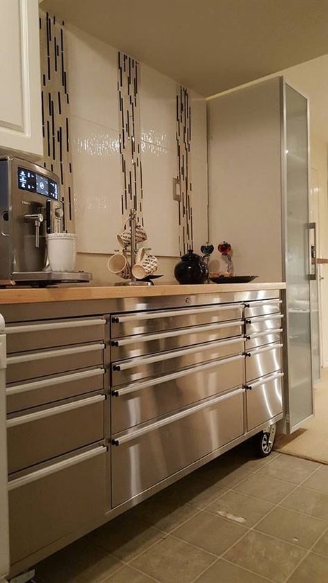 Tool Chests, Modern Kitchen Storage, Smitten Kitchen, Beach Ideas, Kitchen Storage Solutions, Industrial Kitchen, Tool Chest, Commercial Kitchen, Black Kitchens