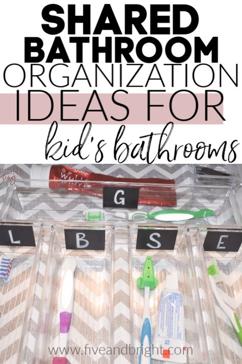 Shared Bathroom Organization, Shared Bathroom Ideas Kids, Kids Bathroom Ideas Shared Boy And Girl, Shared Bathroom Ideas, Kids Bathroom Organization Ideas, Girls Shared Bathroom, Kids Bathroom Towel, Girls Bathroom Organization, Kids Shared Bathroom