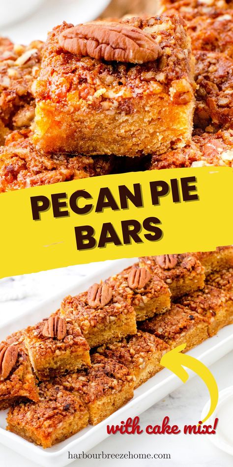 Enjoy the same rich & nutty dessert flavors of pecan pie without all the work of pie crust with this easy pecan pie bars recipe. Cake Mix Crust, Easy Pecan Pie Bars, Dessert Flavors, Pecan Bars Recipe, Pecan Pie Bars Easy, Easy Pecan Pie, Pie Bars Recipe, Pecan Pie Bars Recipe, Pecan Pie Cake