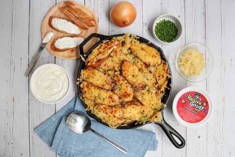 Heluva Good! Fully Loaded French Onion Chicken Recipe Courtesy Guy Fieri Crudite Board, Marinated Chicken Breast Recipes, Guy Ferrari, Chicken Deviled Eggs, Cheeseboard Recipe, Festive Meals, Grilled Corn Recipes, Best Dip Recipes, Cheese Dips