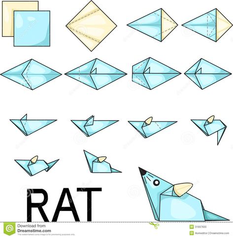 Origami Rat Stock Photo - Image: 31697600 Origami Rat, Dinosaur Origami, Origami Turtle, Origami Frog, Origami Step By Step, Origami Ball, Kids Origami, Origami Models, Origami For Beginners