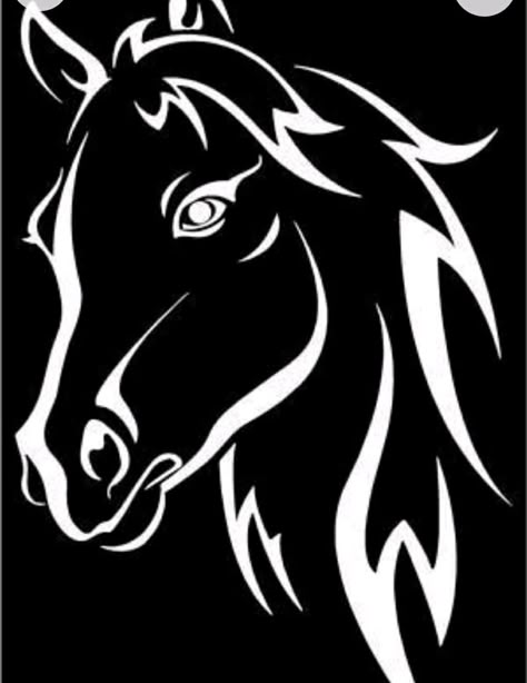 Horse Black And White, Horse Stencil, Tre Kunst, Painted Horses, Silhouette Drawing, Afrique Art, Animal Stencil, Horse Silhouette, Wood Burning Patterns