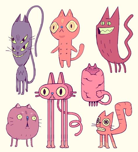 Cat Character Design, Funny Cat Illustration, Doodle Characters, Cartoon Cats, Concept Art Character, Cat Character, Kawaii Doodles, Mascot Design, Illustration Character Design