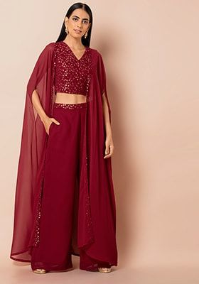 Palazzo Pants Indian, Top And Plazo, Long Shrug, Shrug Jacket, Punjabi Salwar, Simple Lehenga, Kurta Patterns, Shrug For Dresses, Indian Designer Suits