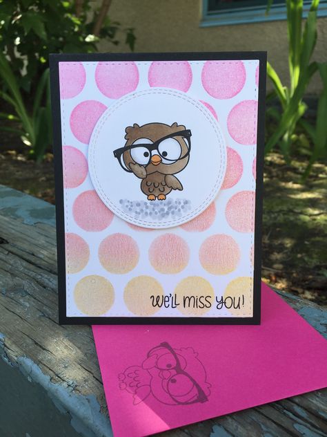 https://flic.kr/p/Lbw8dJ | Pink & Main Owl 2 | Miss you card for teacher moving to another school. Ink blended background. Card For Teacher, School Theme, Miss You Cards, Teacher Cards, Memory Scrapbook, School Themes, Miss You, Maine, Card Making