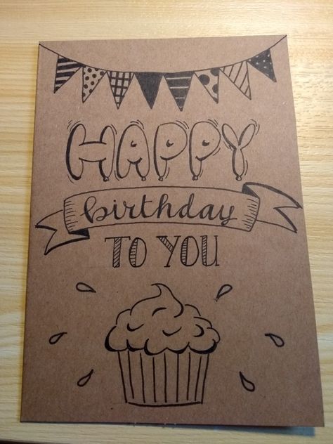 Happy Birthday Drawings, Happy Birthday Papa, Birthday Doodle, Happy Birthday Cards Handmade, Happy Birthday Cards Diy, Creative Birthday Cards, Cool Birthday Cards, Birthday Card Drawing, Simple Birthday Cards