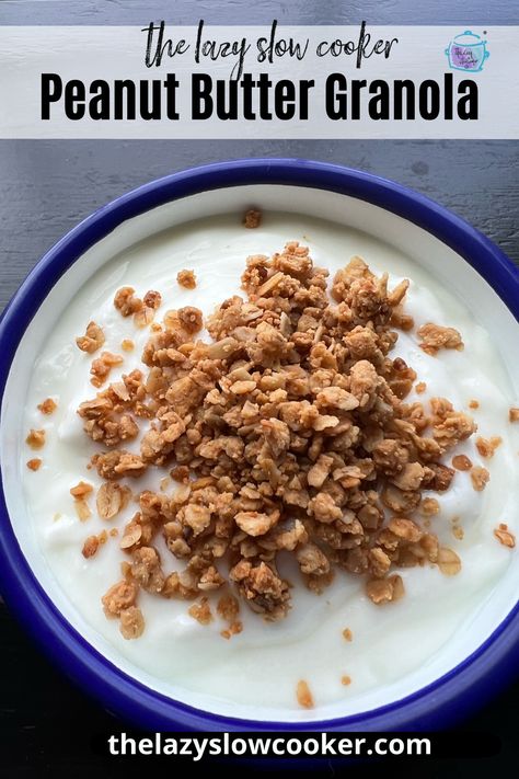 Crock Pot Granola, Crockpot Granola Recipes, Slow Cooker Granola, Slow Cooker Granola Recipe, Crockpot Granola, Crockpot Snacks, Peanut Butter Granola Recipe, Vanilla Granola, Easy Granola Recipe